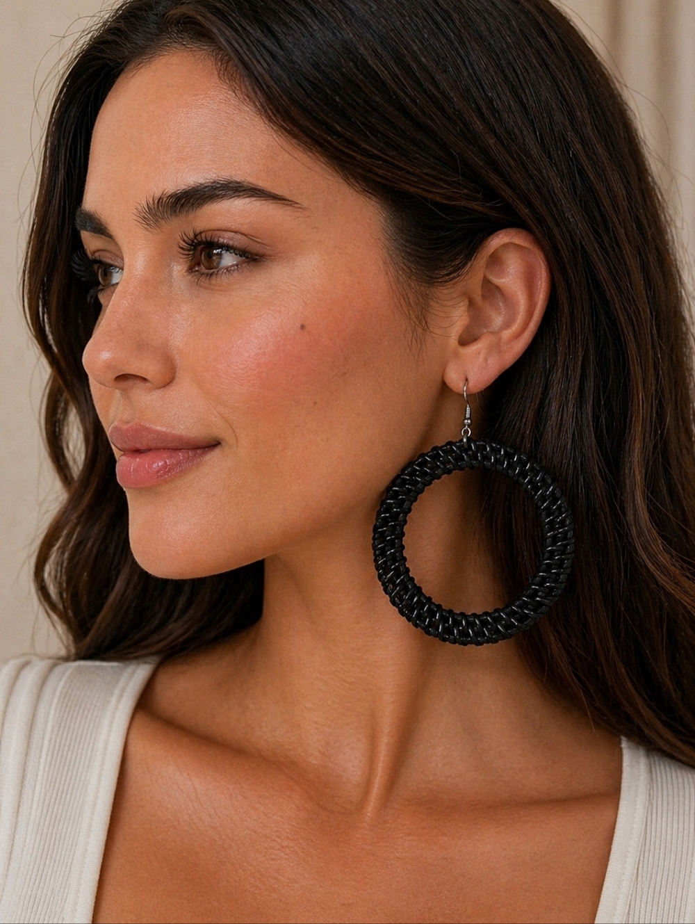 Plunder Taisha Large Wicker Hoop Earrings NIP